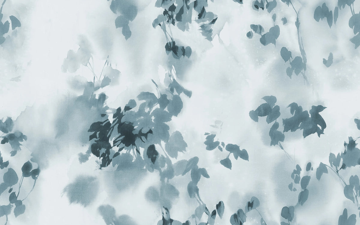 Hazy Leaves, Blue Mural Wallpaper - pure wallpaper artwork