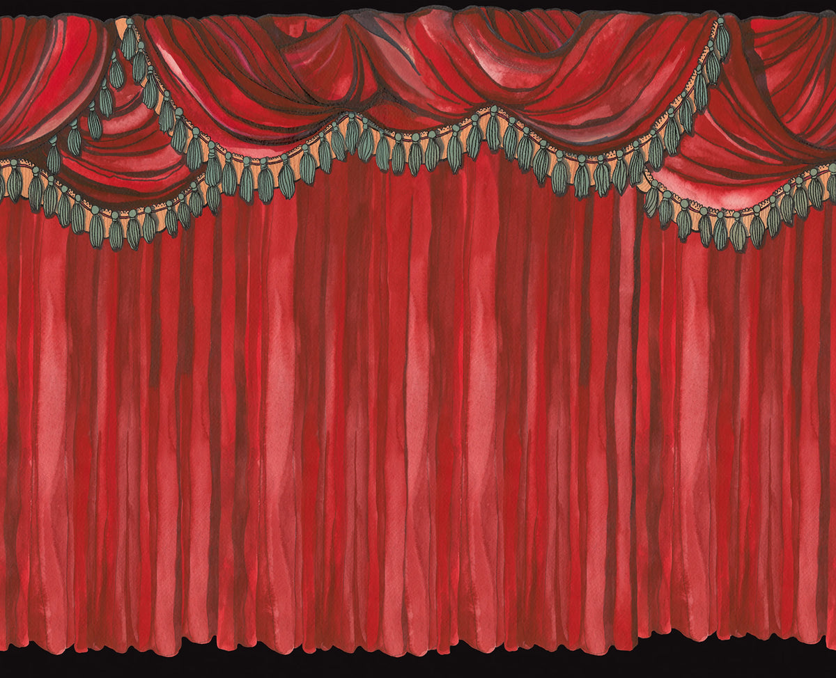 Behind the Curtains, Red Mural Wallpaper - pure wallpaper artwork