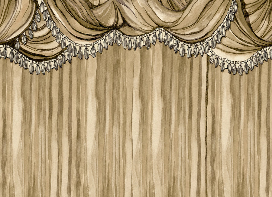 Behind the Curtains, Beige Mural Wallpaper