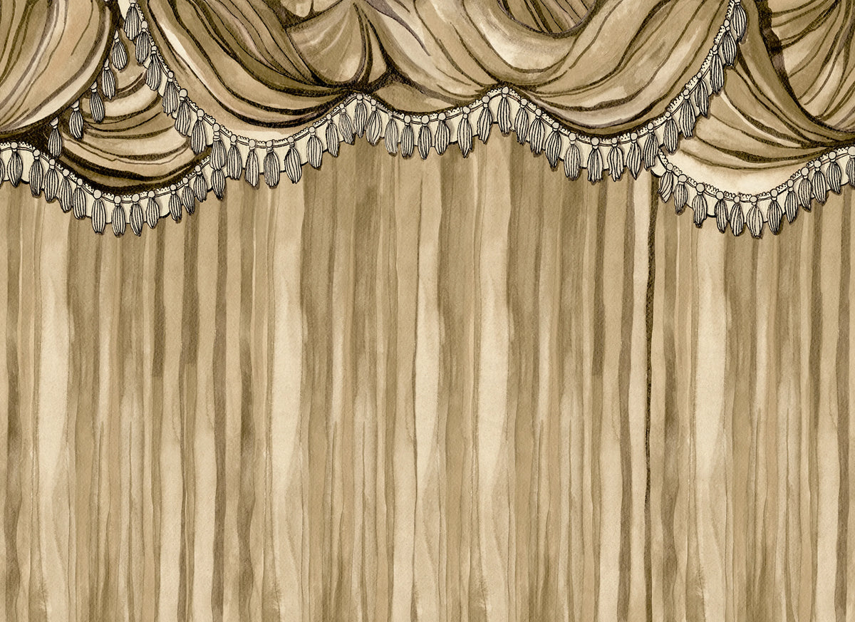 Behind the Curtains, Beige Mural Wallpaper - pure wallpaper artwork