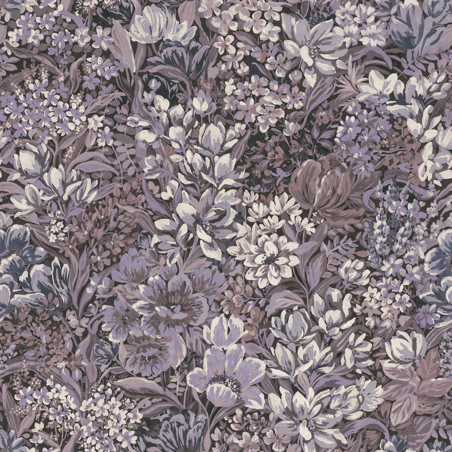 Floral Garden, Lilac Mural Wallpaper