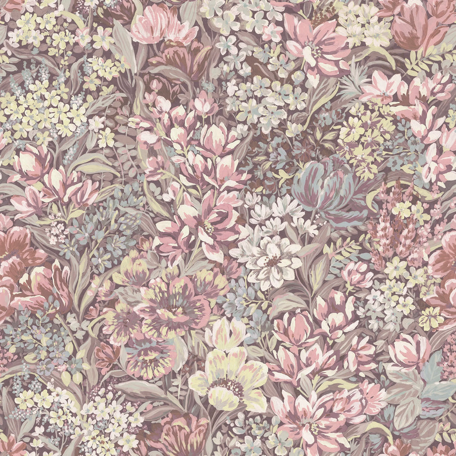 Floral Garden, Pink Mural Wallpaper