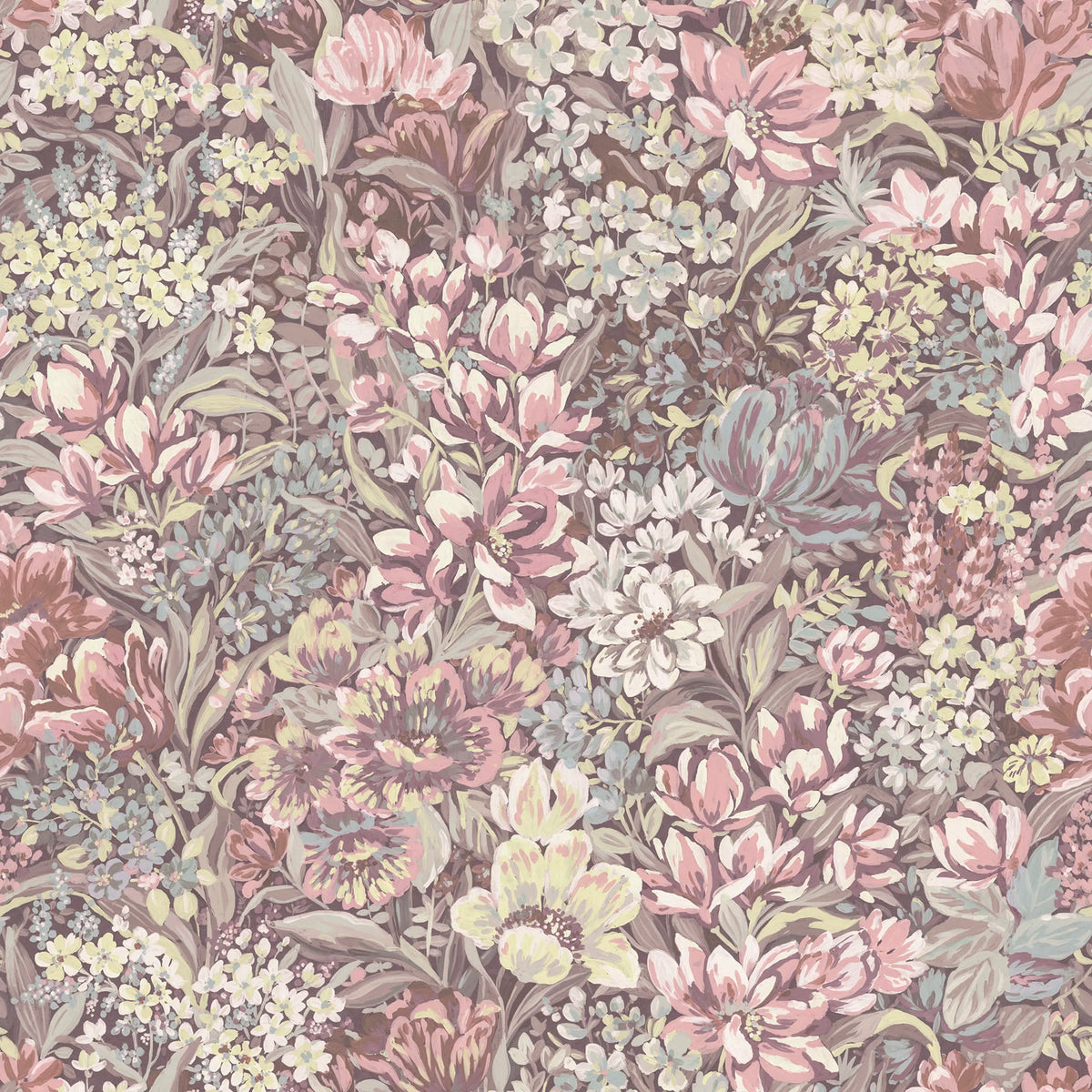 Floral Garden, Pink Mural Wallpaper - pure wallpaper artwork