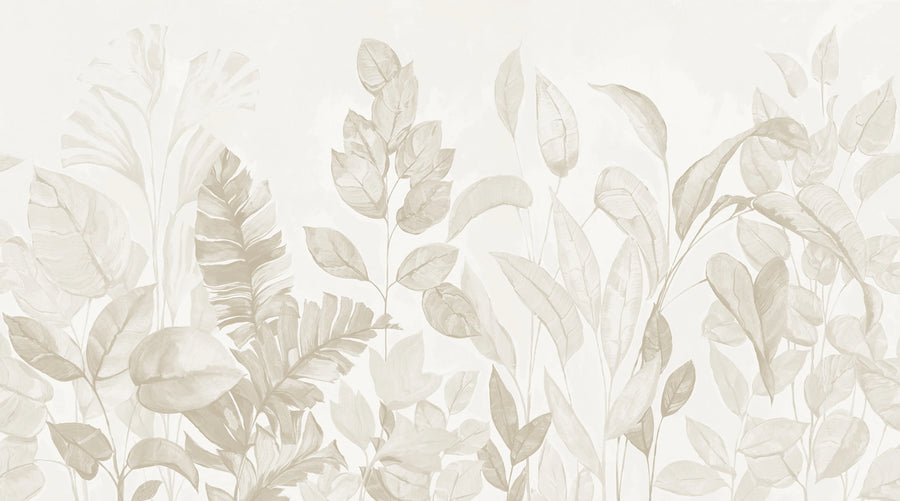 Happy Plants, Beige Mural Wallpaper