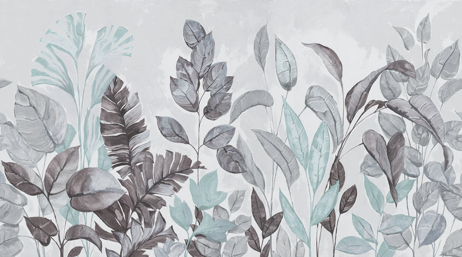 Happy Plants, Blue Mural Wallpaper