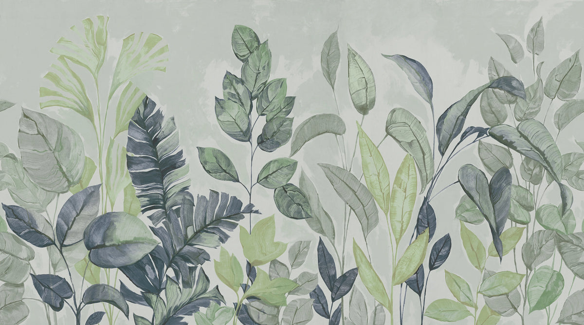 Happy Plants, Green Mural Wallpaper - pure wallpaper artwork