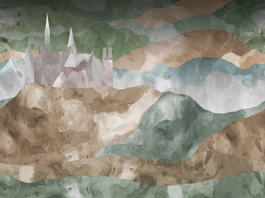 Cliff Castle, Pastel Mural Wallpaper