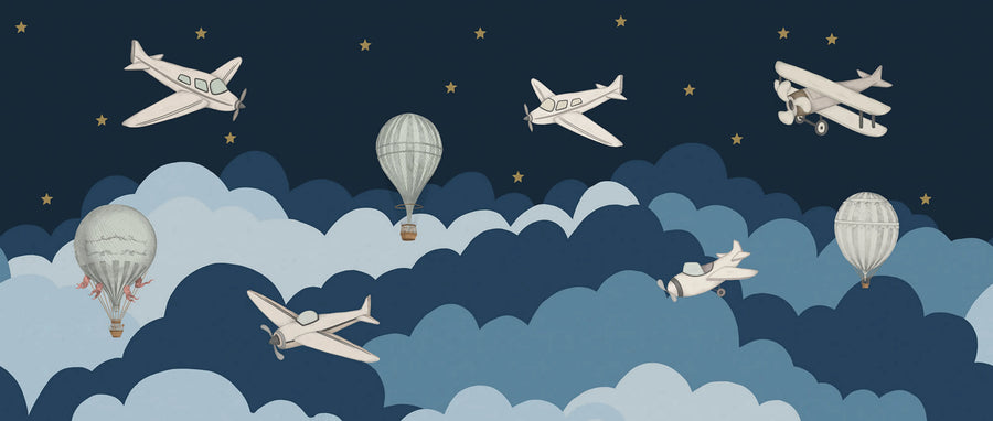 Fly Away, Dark Blue Mural Wallpaper