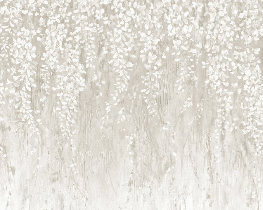 Draped Blossoms, Beige Mural Wallpaper