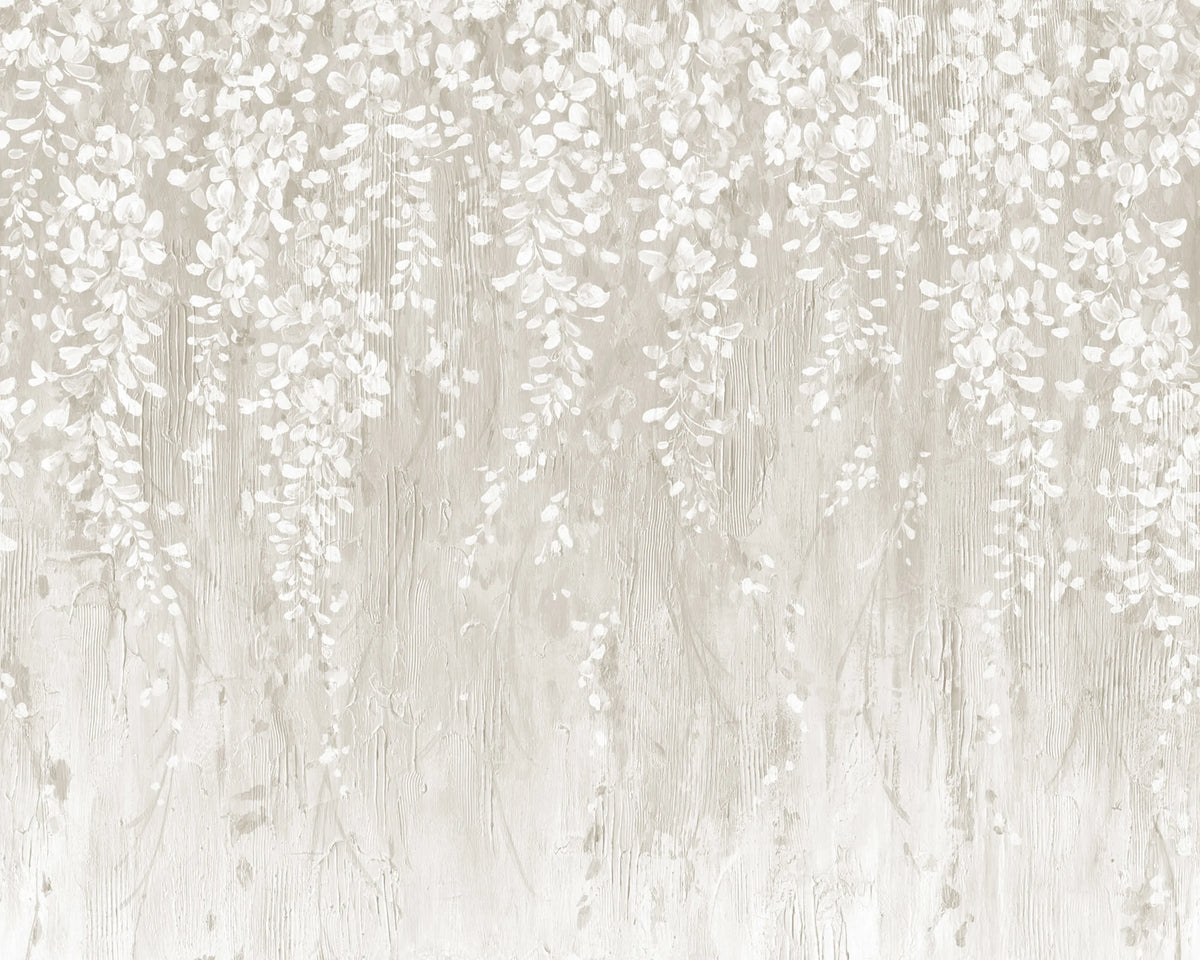 Draped Blossoms, Beige Mural Wallpaper - pure wallpaper artwork