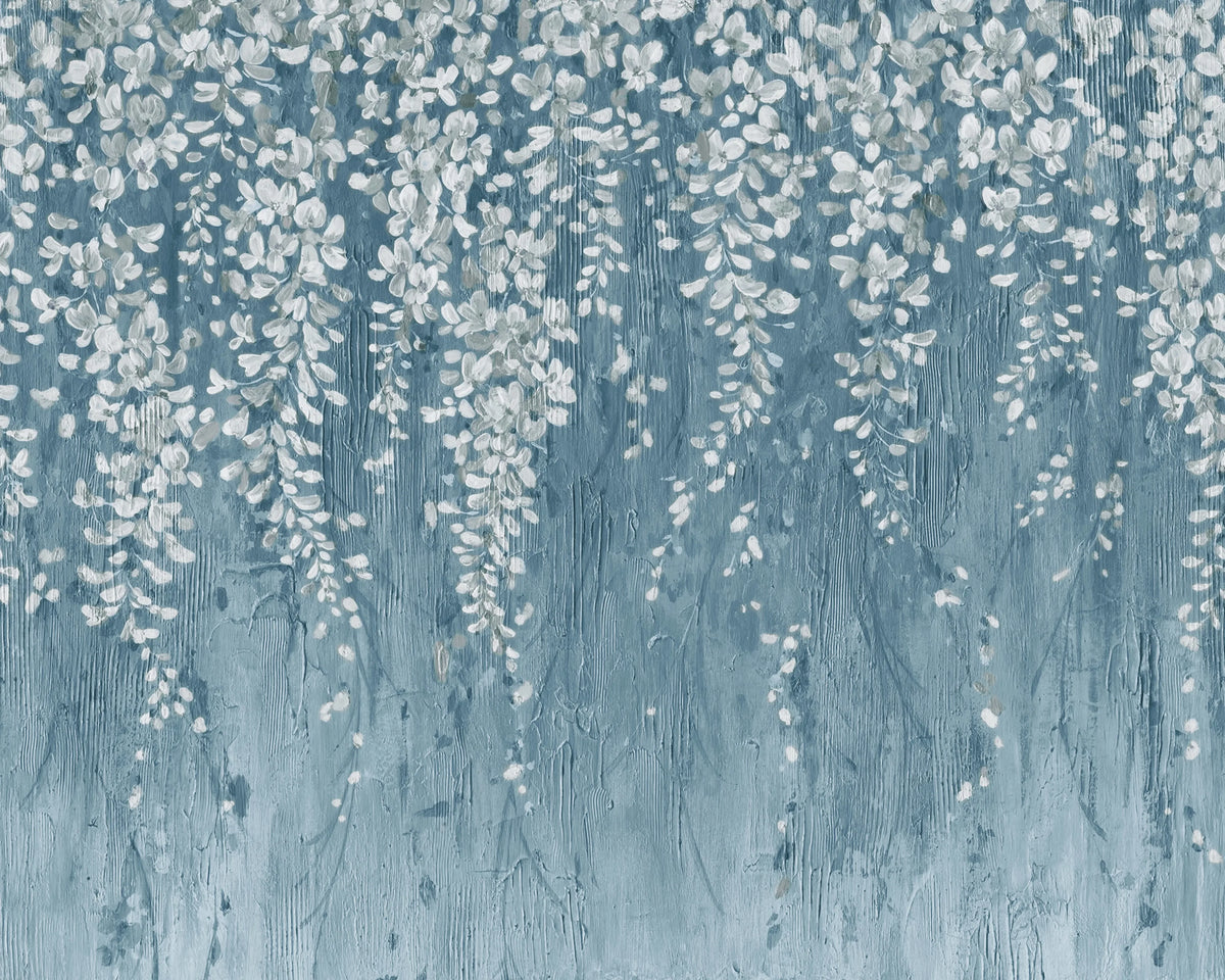 Draped Blossoms, Dark Blue Mural Wallpaper - pure wallpaper artwork
