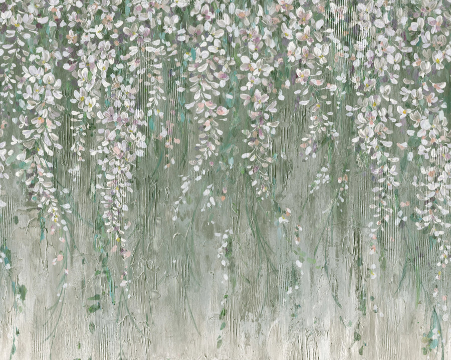 Draped Blossoms, Green Mural Wallpaper