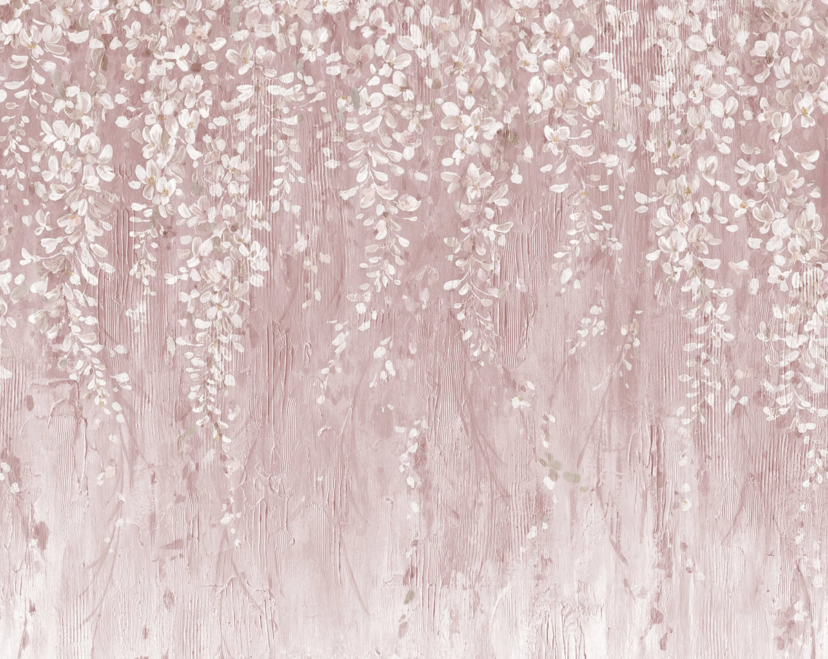 Draped Blossoms, Pink Mural Wallpaper - pure wallpaper artwork
