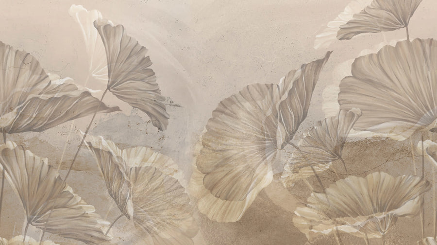 Shadow Leaf, Beige Mural Wallpaper