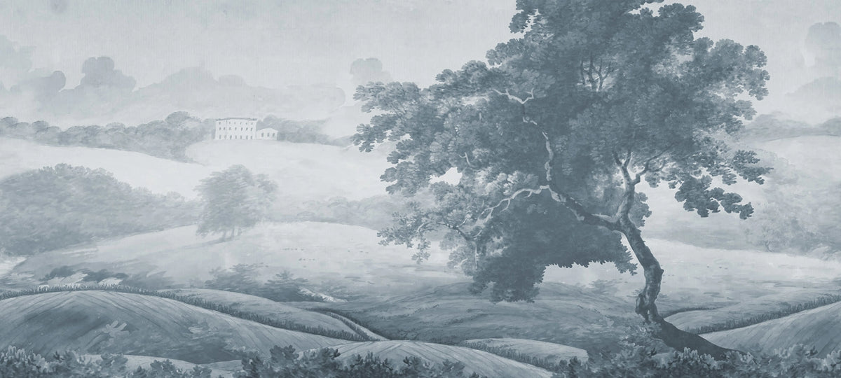 Vintage Tree, Blue Mural Wallpaper - pure wallpaper artwork