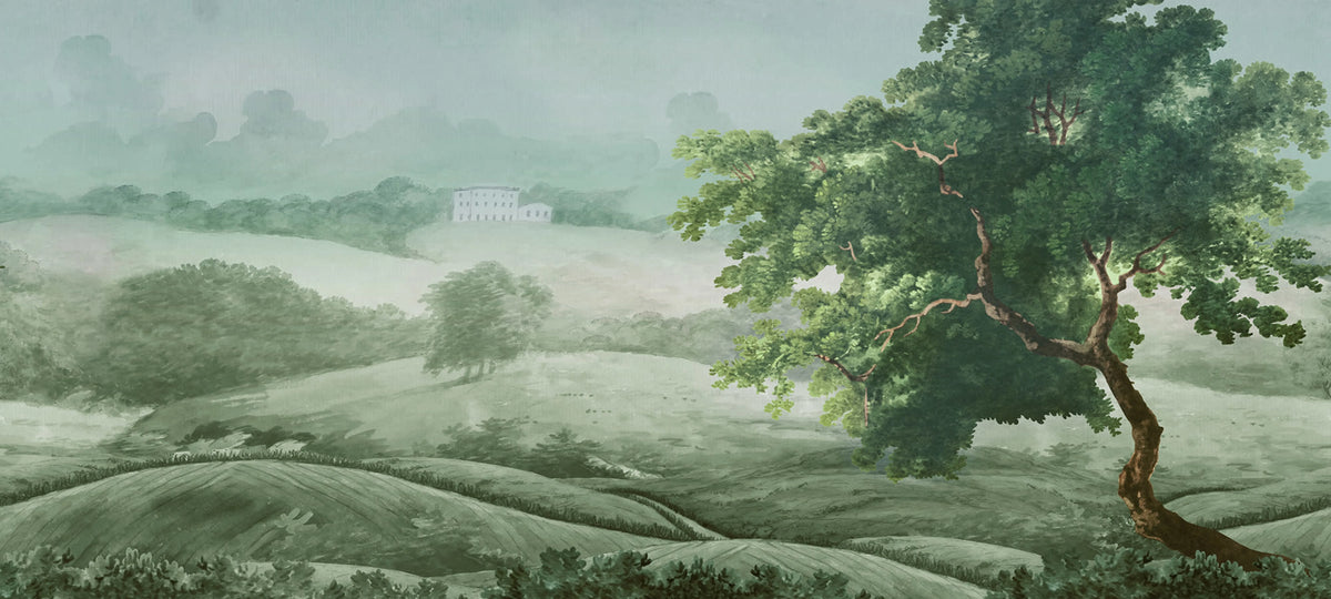 Vintage Tree, Green Mural Wallpaper - pure wallpaper artwork