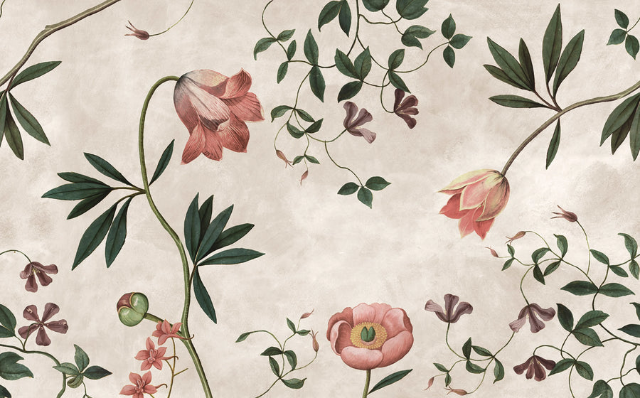 Romantic Garden, Pink Mural Wallpaper
