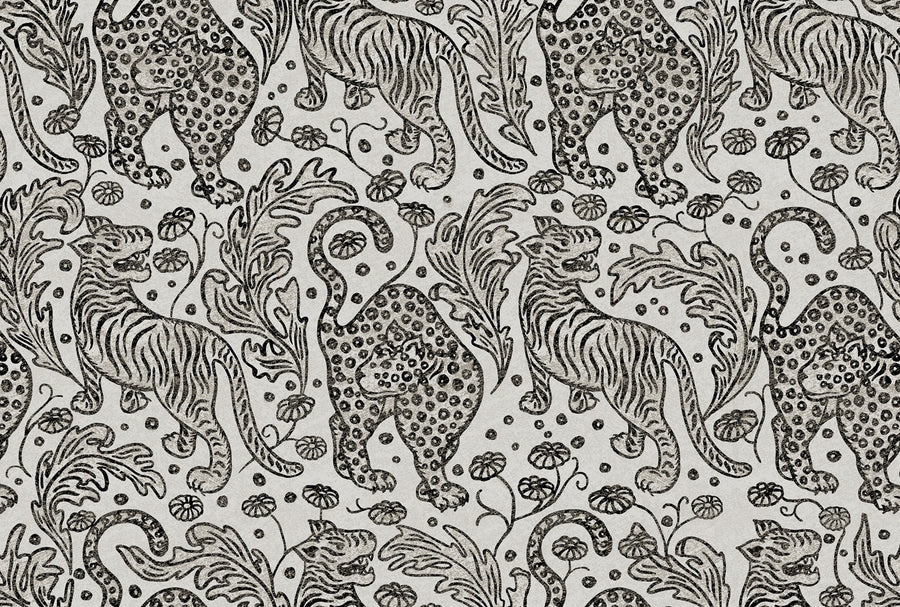 Year Of The Tiger, Graphite Mural Wallpaper