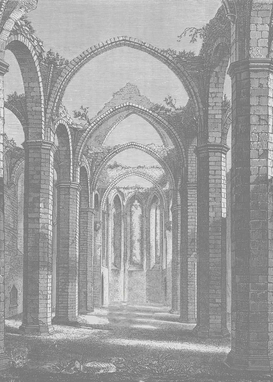 Gothic Arches, Gray Mural Wallpaper