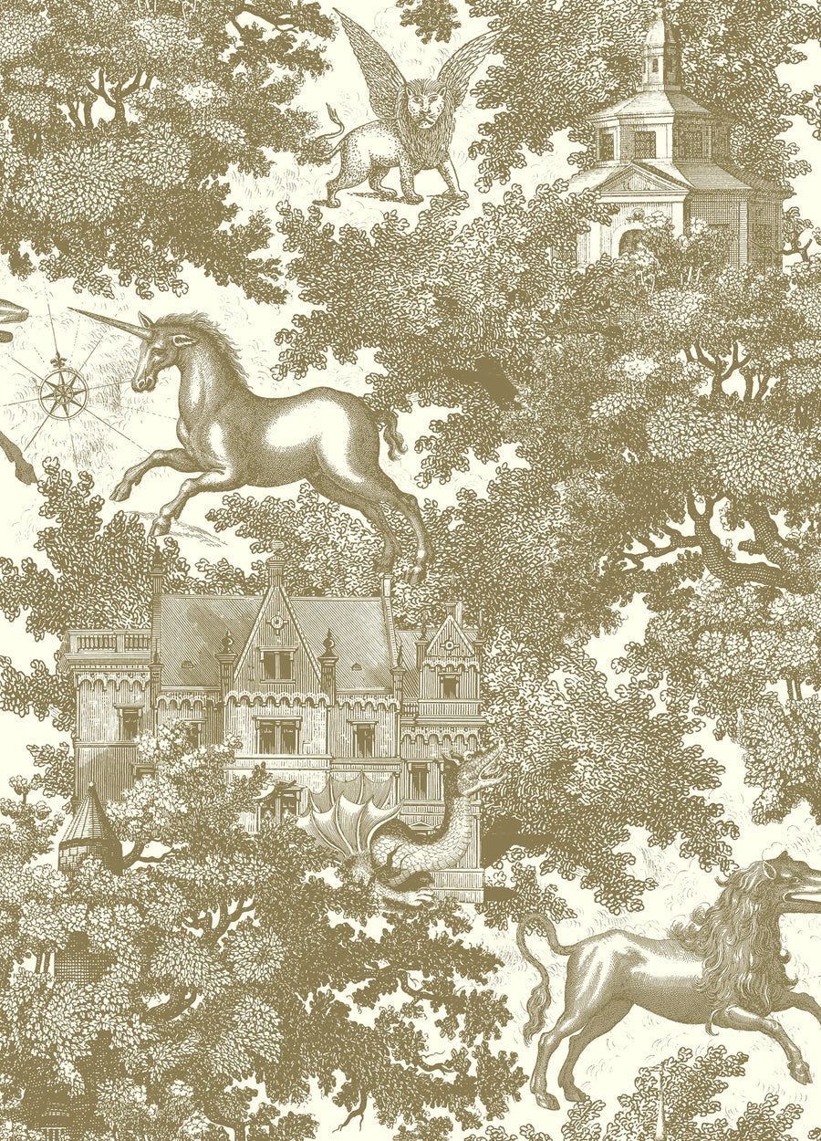 Fairy Tale Castle, Gold Mural Wallpaper