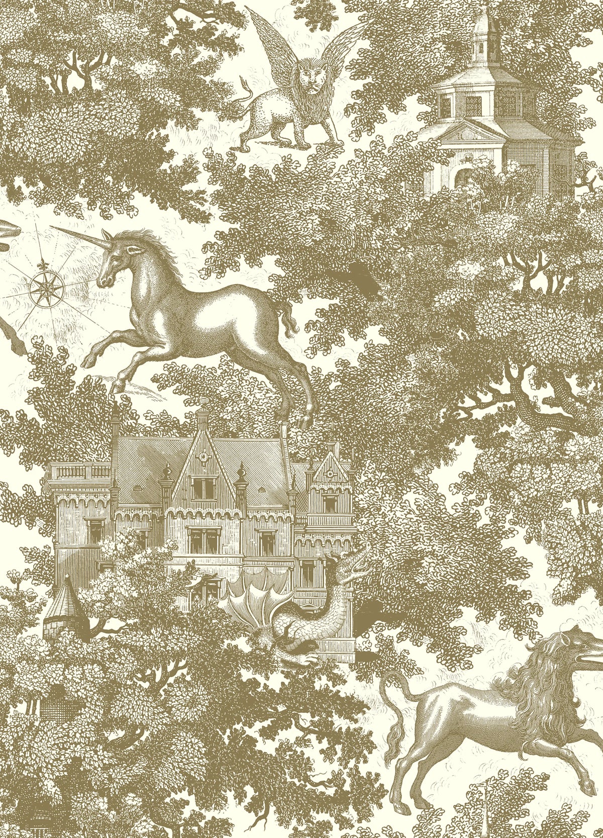 Fairy Tale Castle, Gold Mural Wallpaper - pure wallpaper artwork