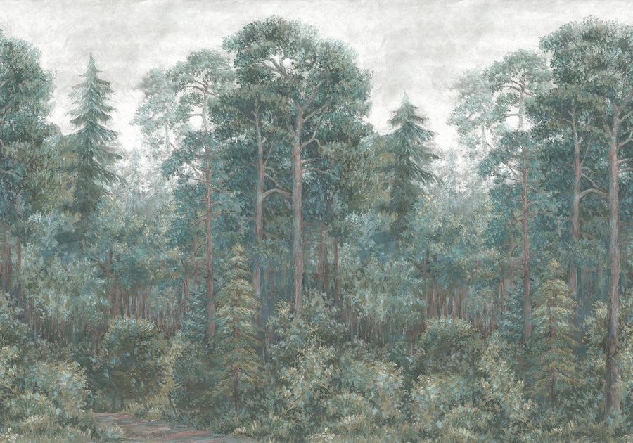 Green Wood, Emerald Mural Wallpaper