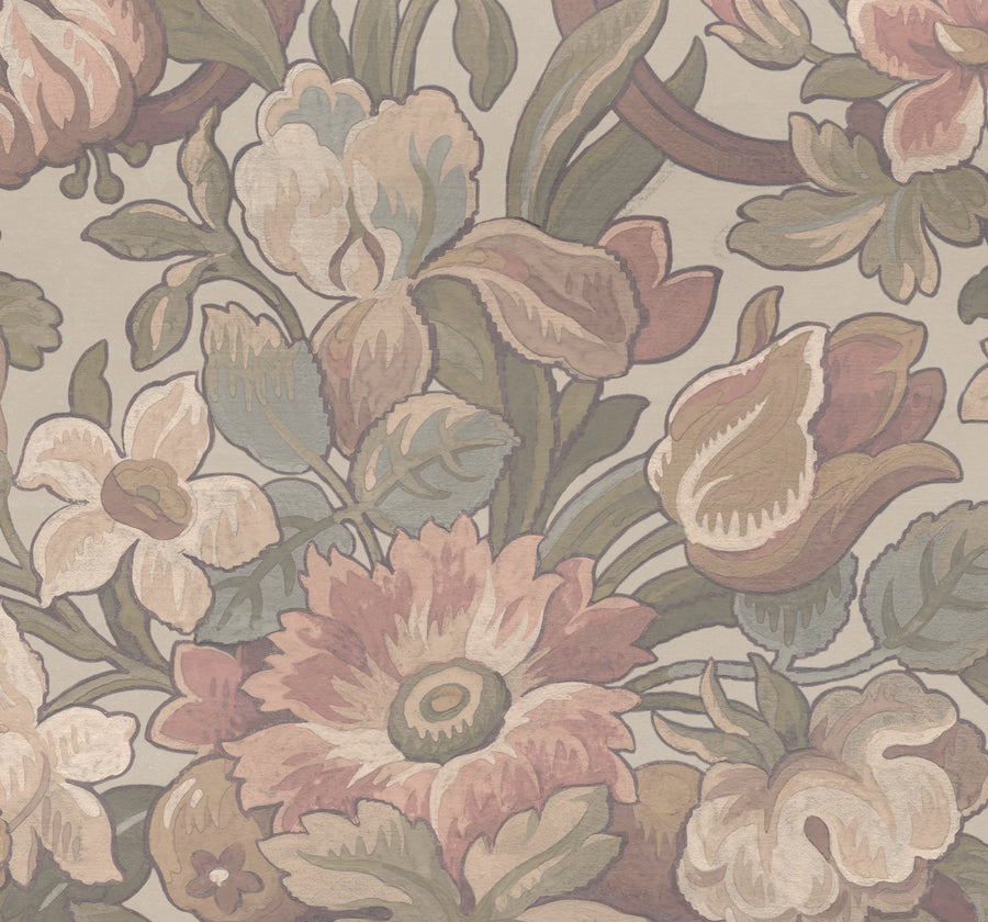 Vintage Flora, Pastel Mural Wallpaper