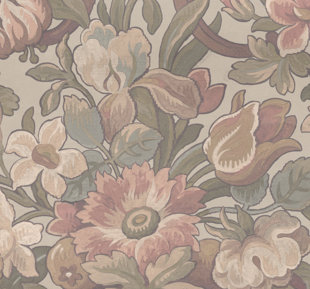 Vintage Flora, Pastel Mural Wallpaper - pure wallpaper artwork