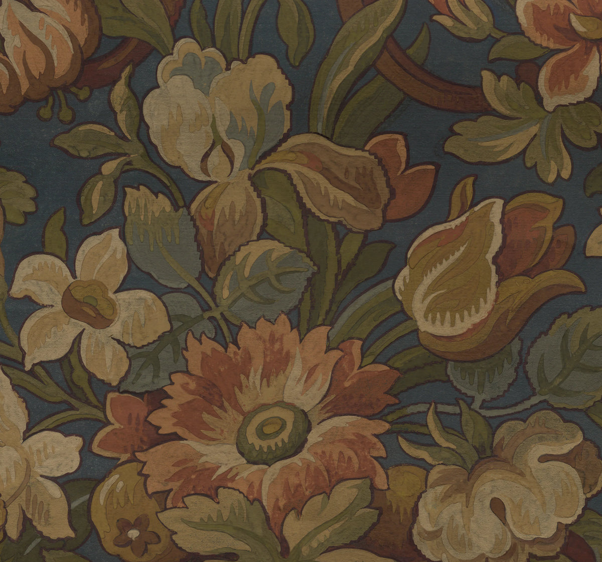 Vintage Flora, Blue Mural Wallpaper - pure wallpaper artwork