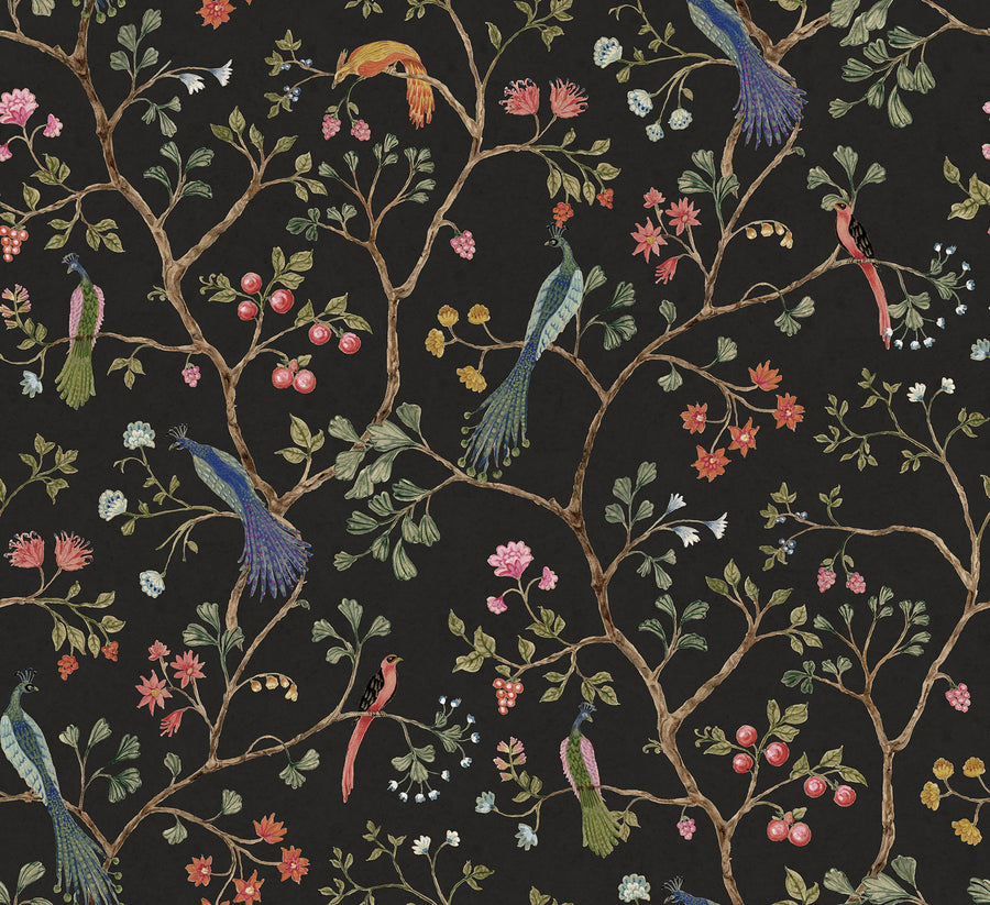 Songbirds, Midnight Mural Wallpaper