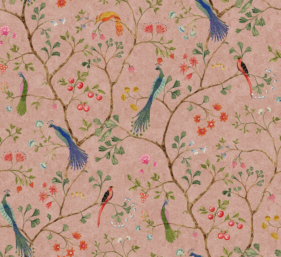 Songbirds, Pink Mural Wallpaper