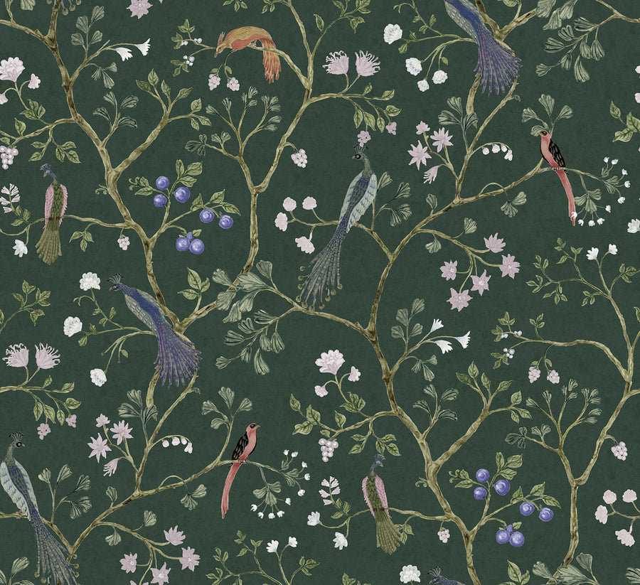 Songbirds, Emerald Mural Wallpaper