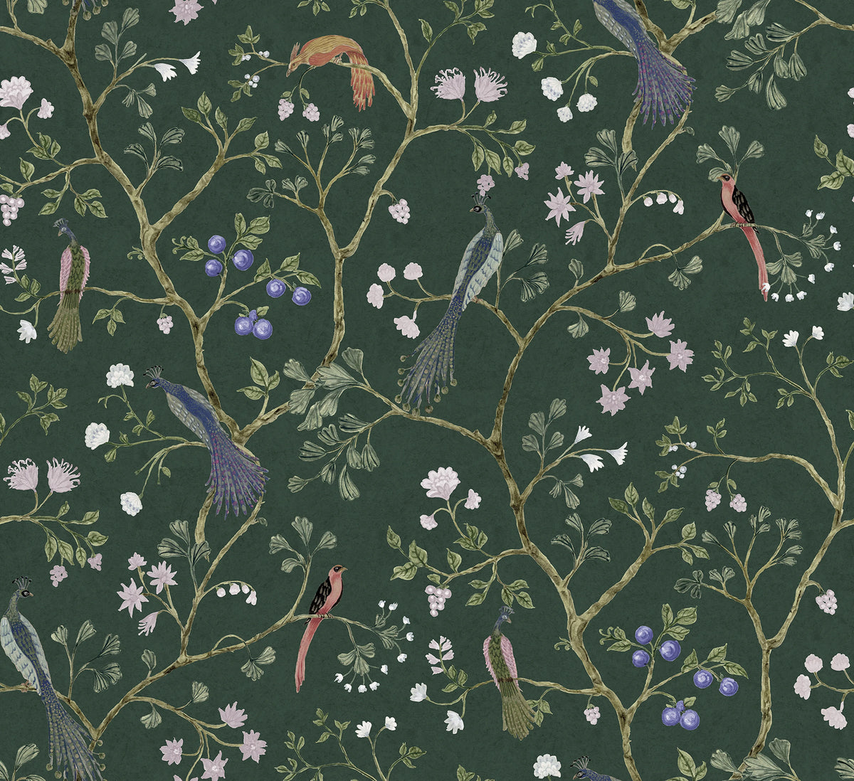 Songbirds, Emerald Mural Wallpaper - pure wallpaper artwork
