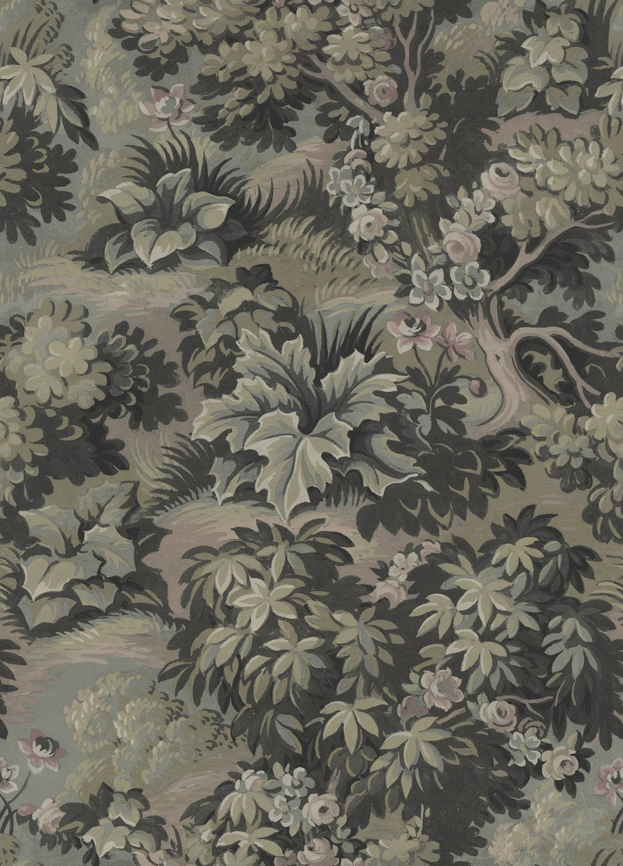 Blooming Park, Dark Mural Wallpaper
