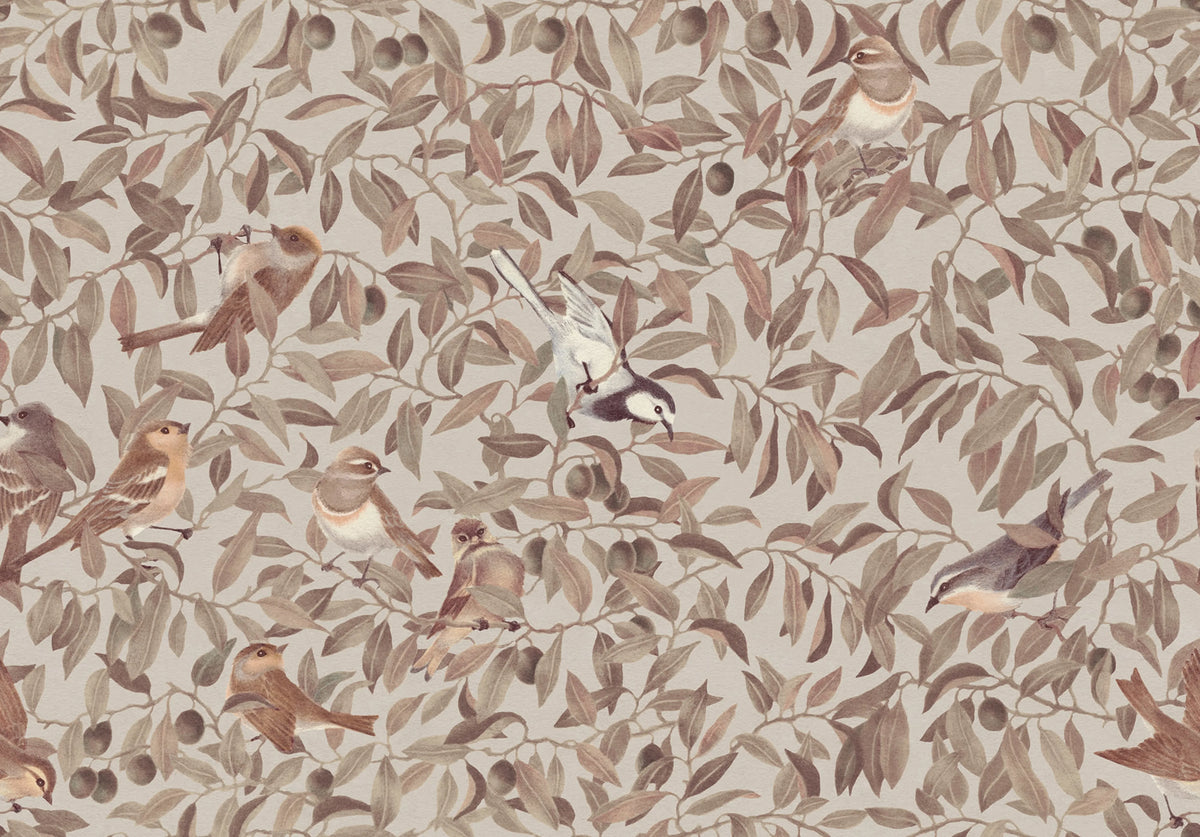Backwood Birds, Brown Mural Wallpaper - pure wallpaper artwork