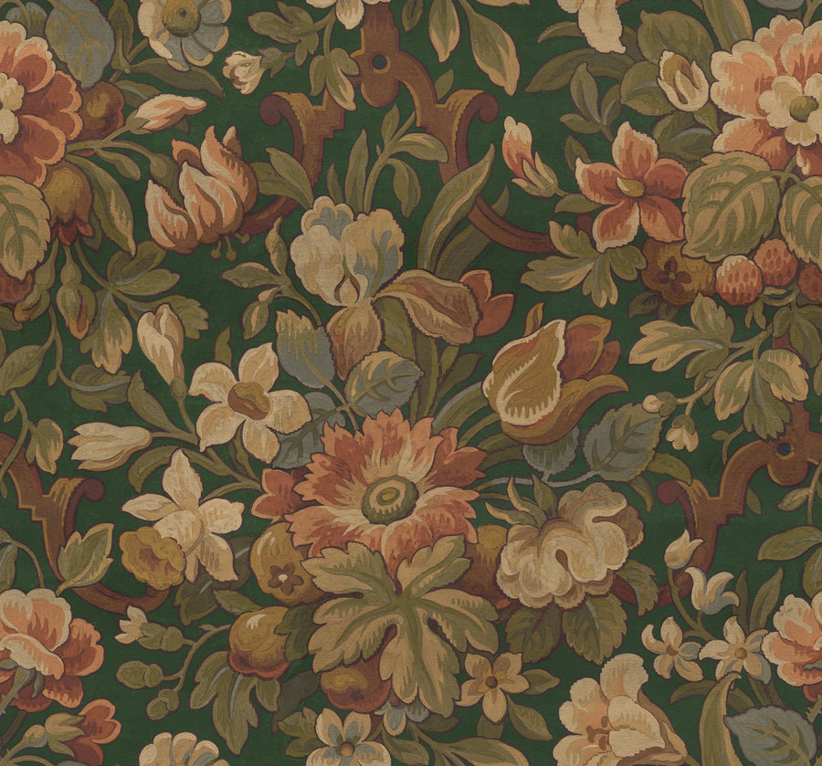 Vintage Garden, Green Mural Wallpaper