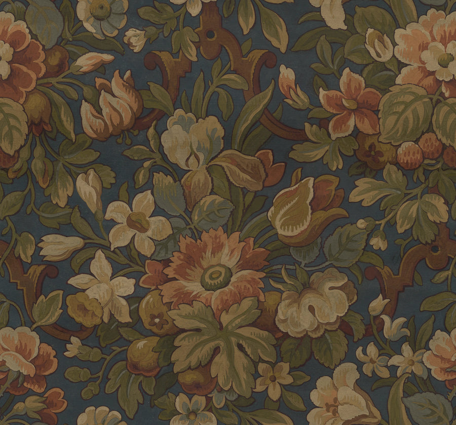 Vintage Garden, Blue Mural Wallpaper