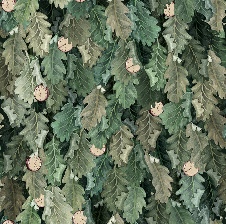 No Time to Waste, Green Mural Wallpaper
