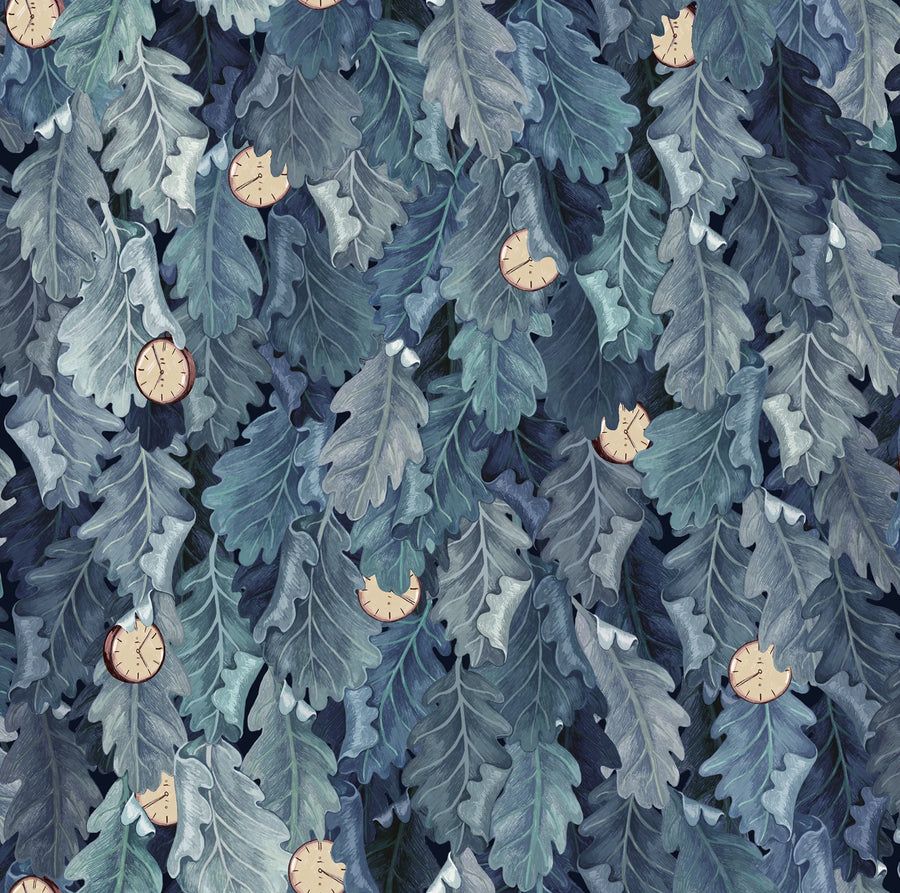No Time to Waste, Blue Mural Wallpaper