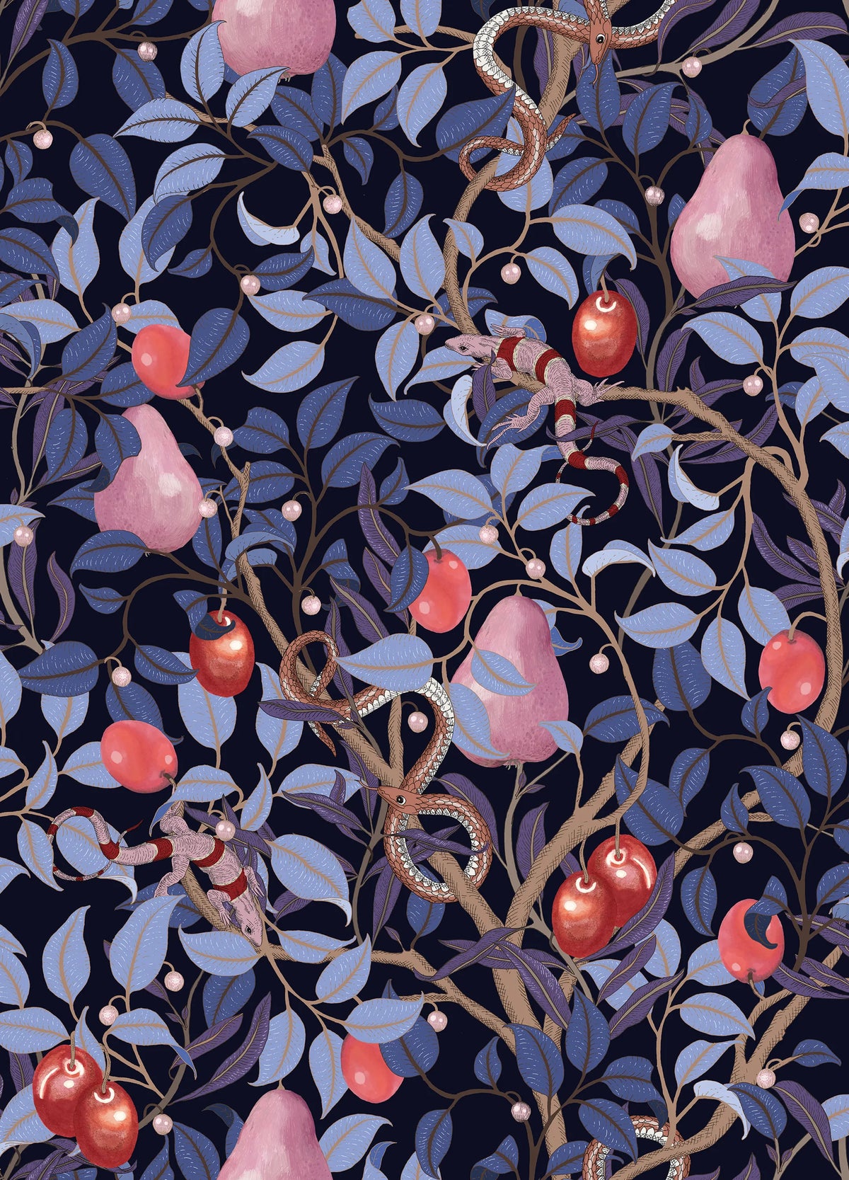 Fruit Garden, Lilac Mural Wallpaper - pure wallpaper artwork