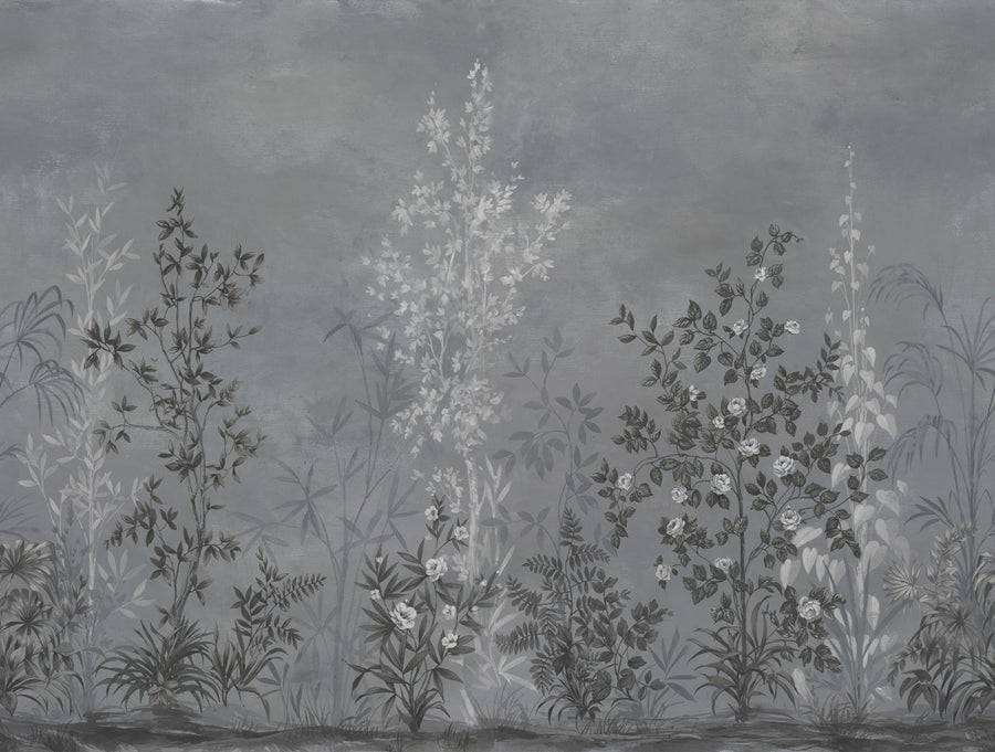 Chinoiserie Haze, Blue Mural Wallpaper