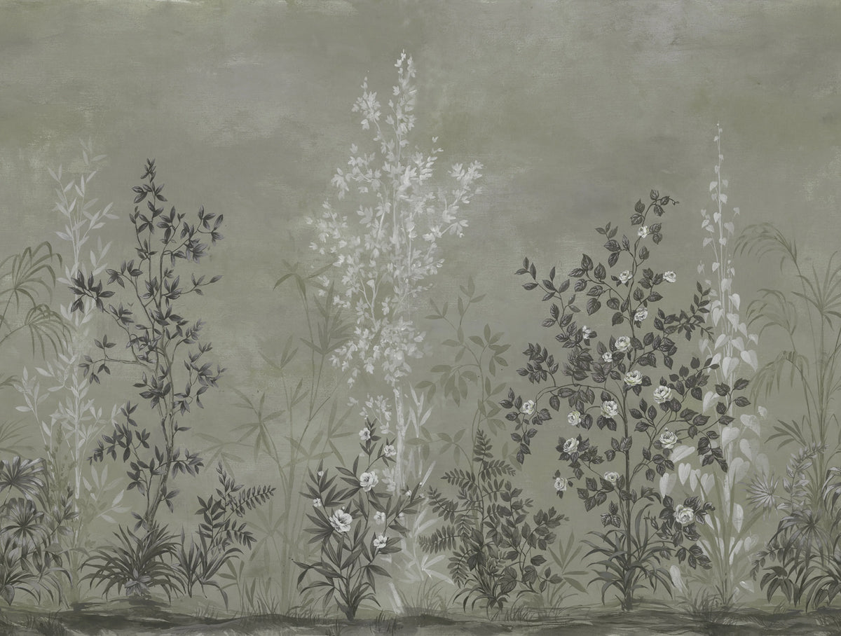 Chinoiserie Haze, Green Mural Wallpaper - pure wallpaper artwork
