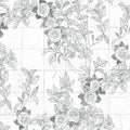 Rose Tiles, Graphite Mural Wallpaper - pure wallpaper artwork