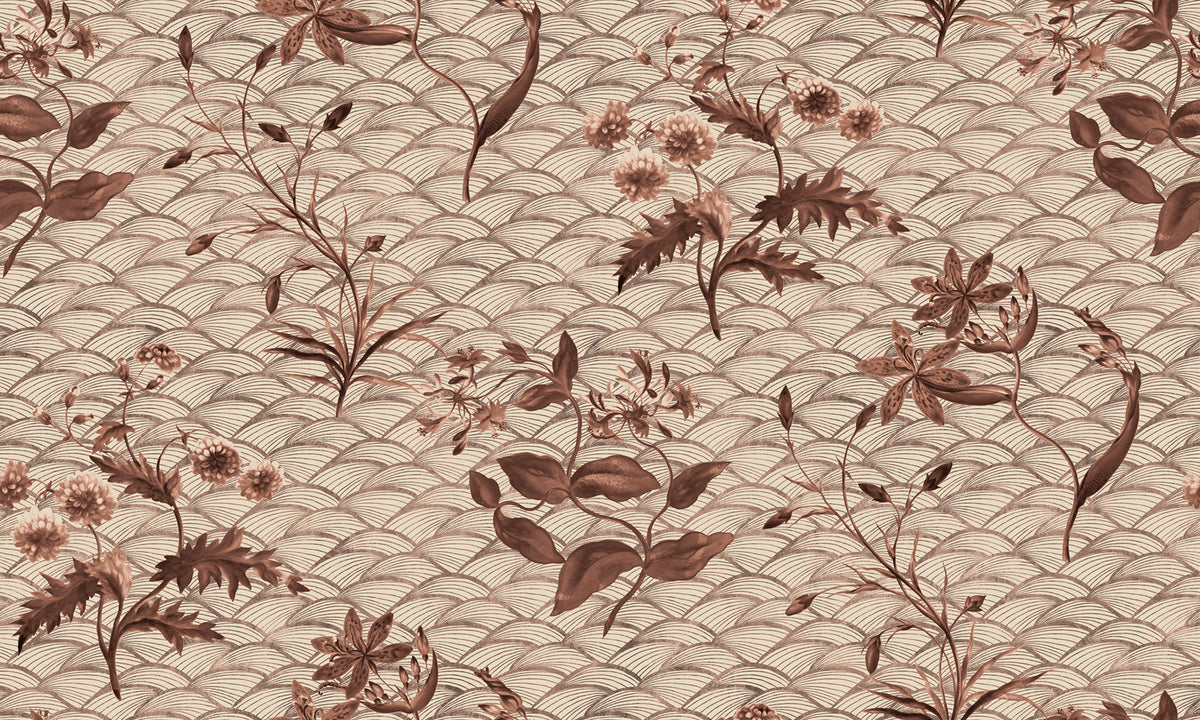 Floral Ripple Rust Mural Wallpaper - pure wallpaper artwork