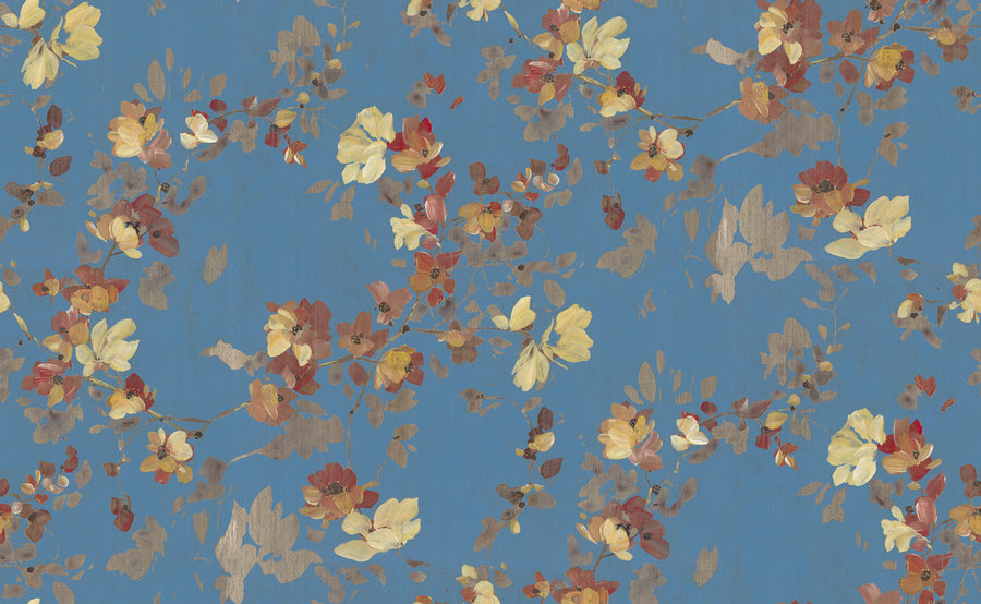 Blooming Garden, Turquoise Mural Wallpaper