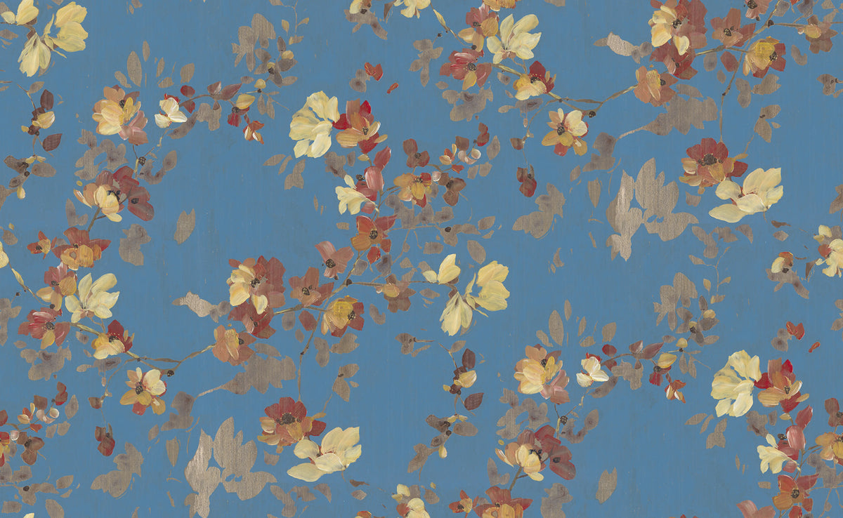 Blooming Garden, Turquoise Mural Wallpaper - pure wallpaper artwork