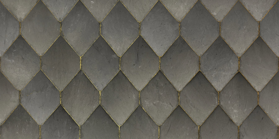 Osaka Tiles, Gray Mural Wallpaper