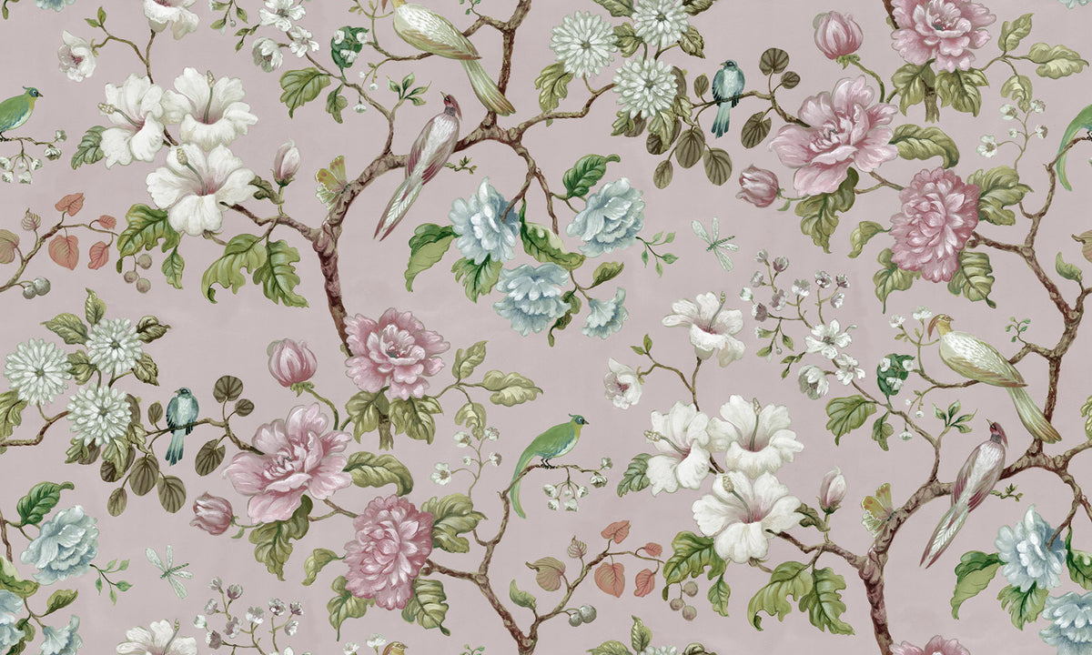 Grandiflora, Soft Pink Mural Wallpaper - pure wallpaper artwork