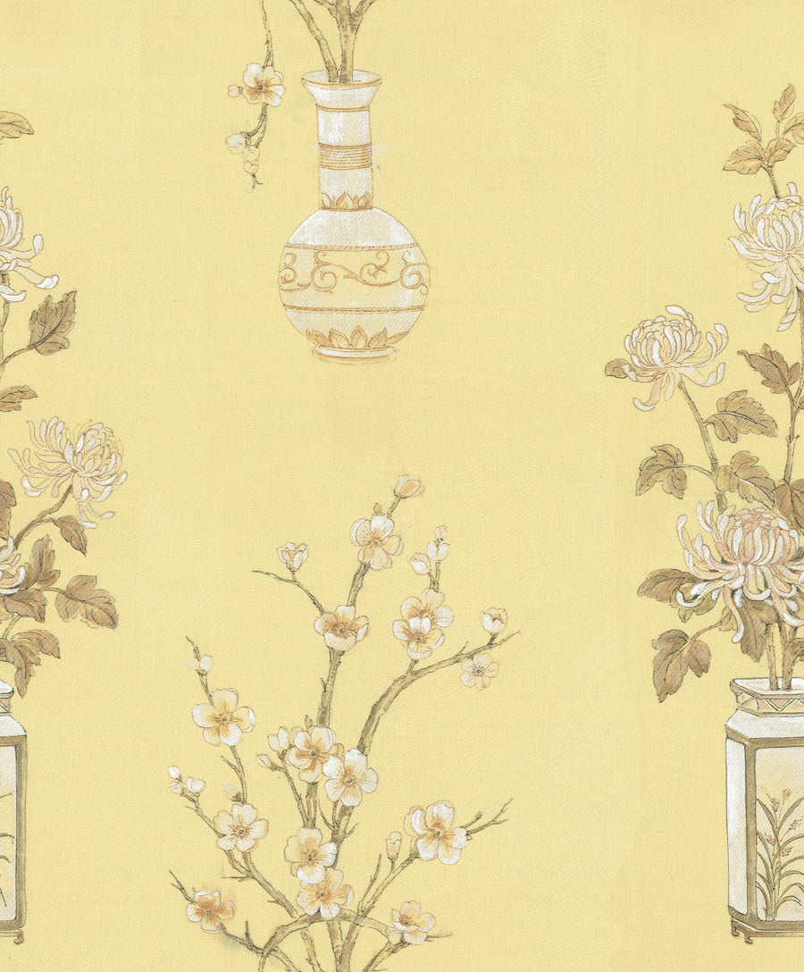 Japanese Vases Saffron Mural Wallpaper
