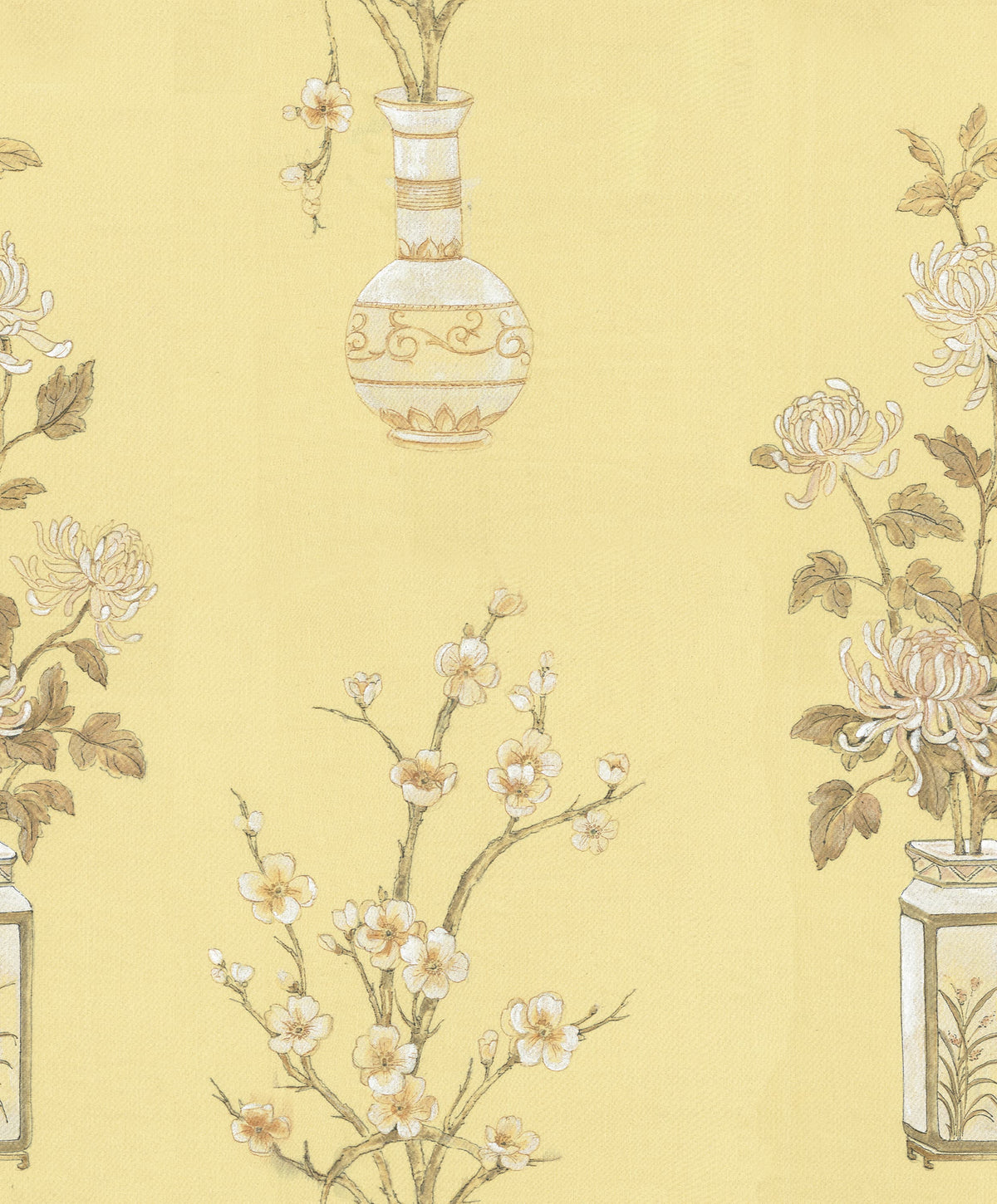 Japanese Vases Saffron Mural Wallpaper - pure wallpaper artwork